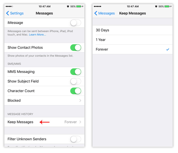Remove unwanted text messages photos from Iphone