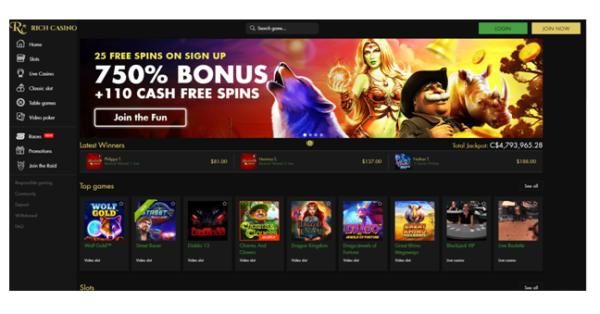 How can you find free spins at Rich casino