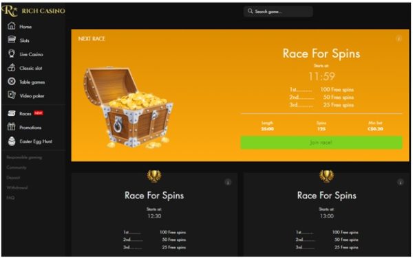What are races at Rich Casino