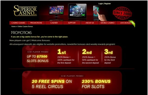 Superior Casino bonus