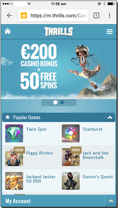 Thrills Casino iPhone