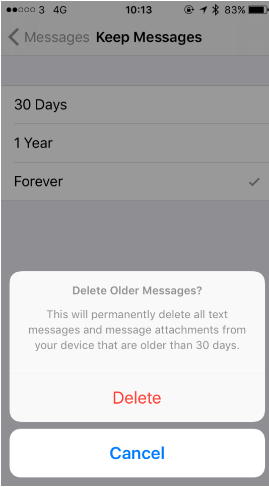Delete stored text