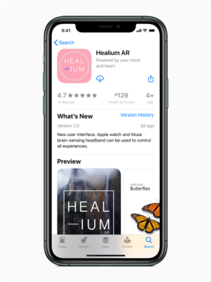 The Healium AR App on your iPhone that helps you manage anxiety